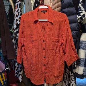 AGB Women's Vibrant Orange Button-Down Shirt